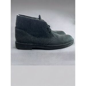 Clarks Mens Bushacre Leather & Black Felt Chukka Boots Black, Size 9
